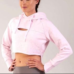 Gymshark Cropped Raw Edge Hoodie-Pink